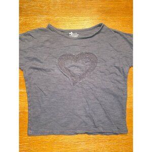 Old Navy Gray Heart Lace Short Sleeve Shirt Girls